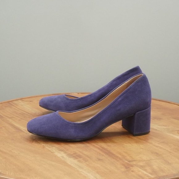 27 Edit Naturalizer Womens Rebecca Pumps Heels Blue Suede Close Toe Size 8 M - Picture 5 of 11